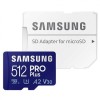 Samsung PRO PLUS microSD card 180MBs U3, V30, A2, with adapter 512GB