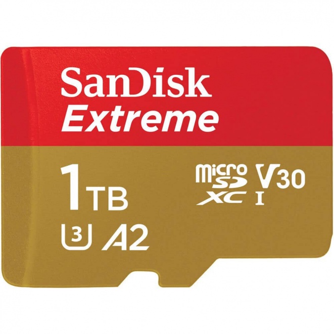 SanDisk Extreme microSDXC 190MBs UHSI U3 V30 with Adapter 1TB