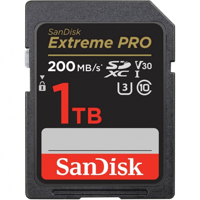 SanDisk Extreme PRO SDXC card 200MBs UHSI U3 V30 1TB