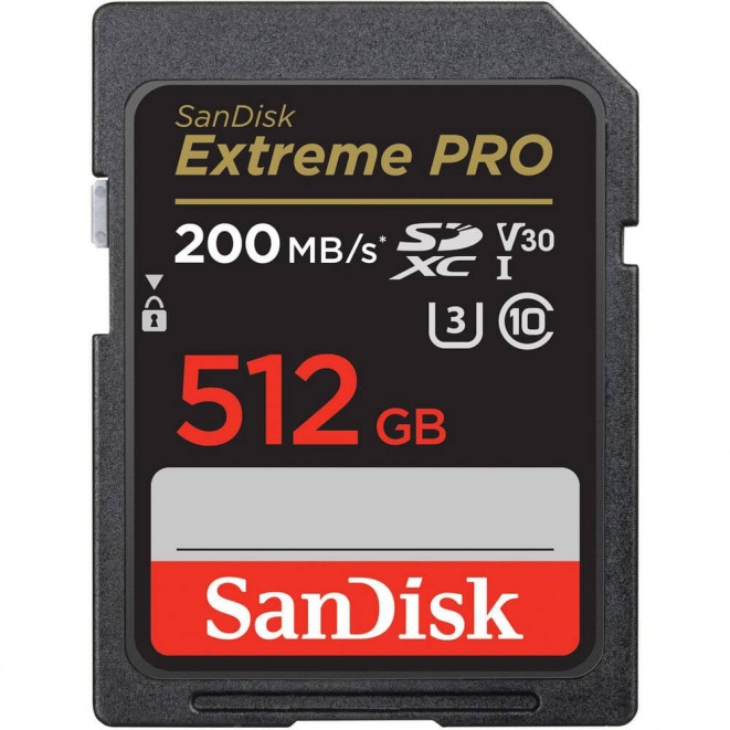 SanDisk Extreme PRO SDXC card 200MBs UHSI U3 V30 512GB