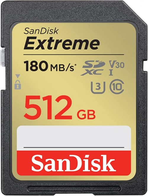 SanDisk Extreme SDXC card 180MBs UHSI U3 V30 512GB