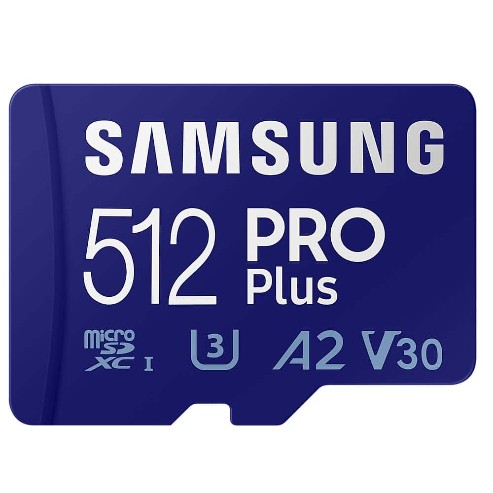 Samsung PRO PLUS microSD card 180MBs U3, V30, A2, with adapter 512GB