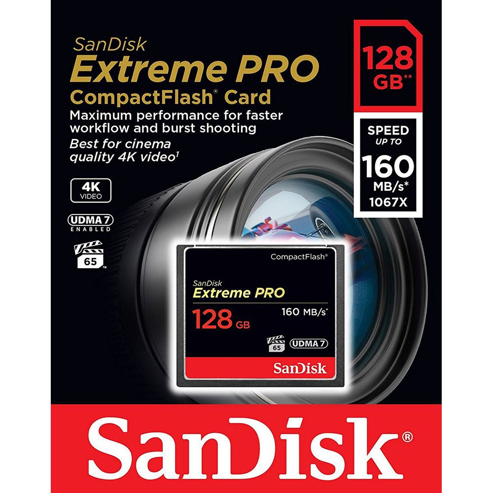 SanDisk Extreme Pro 160MB sec Compact Flash Card 128GB SDCFXPS-128G-X46