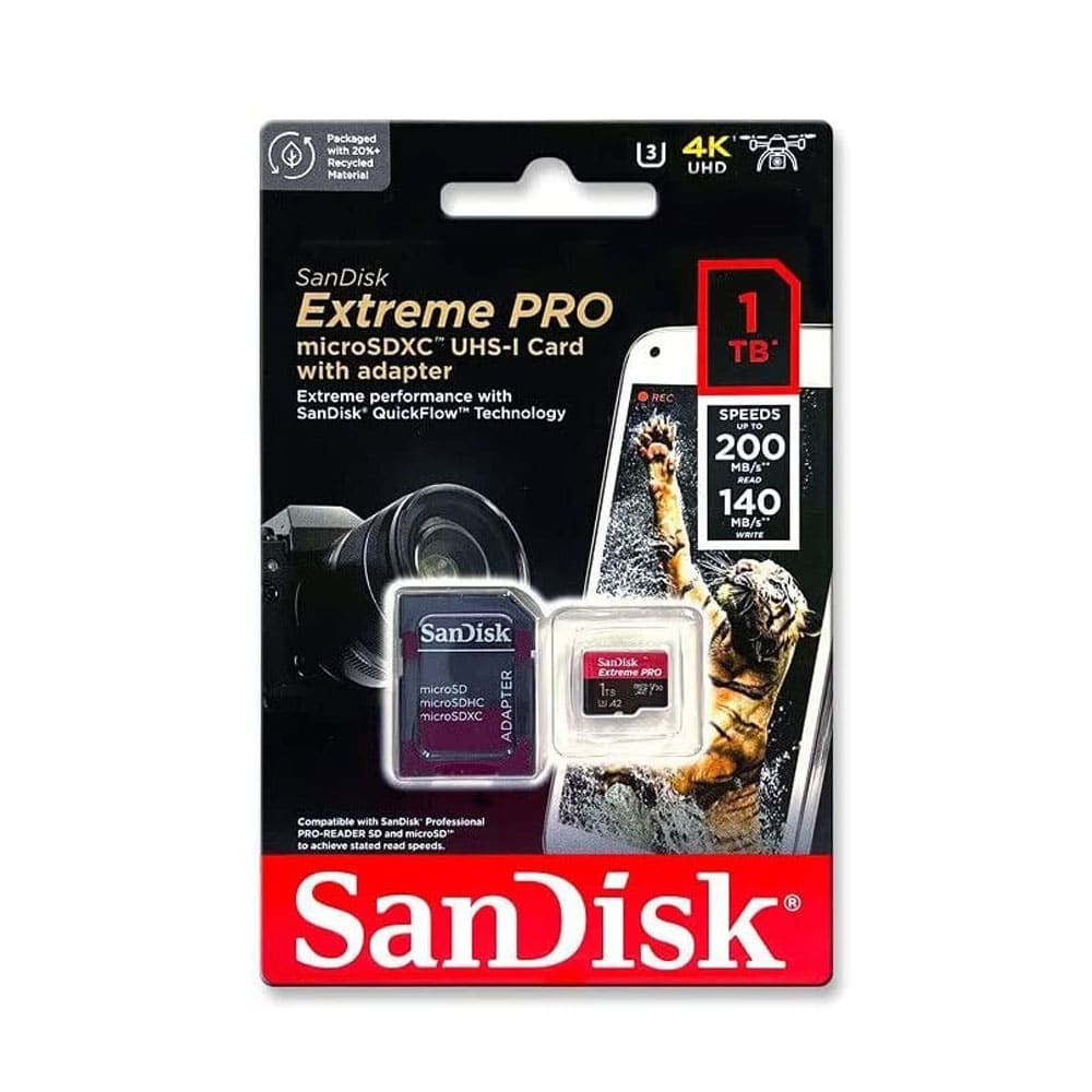 SanDisk Extreme PRO microSDXC 200MB/s UHSI U3 V30 with adapter 1TB