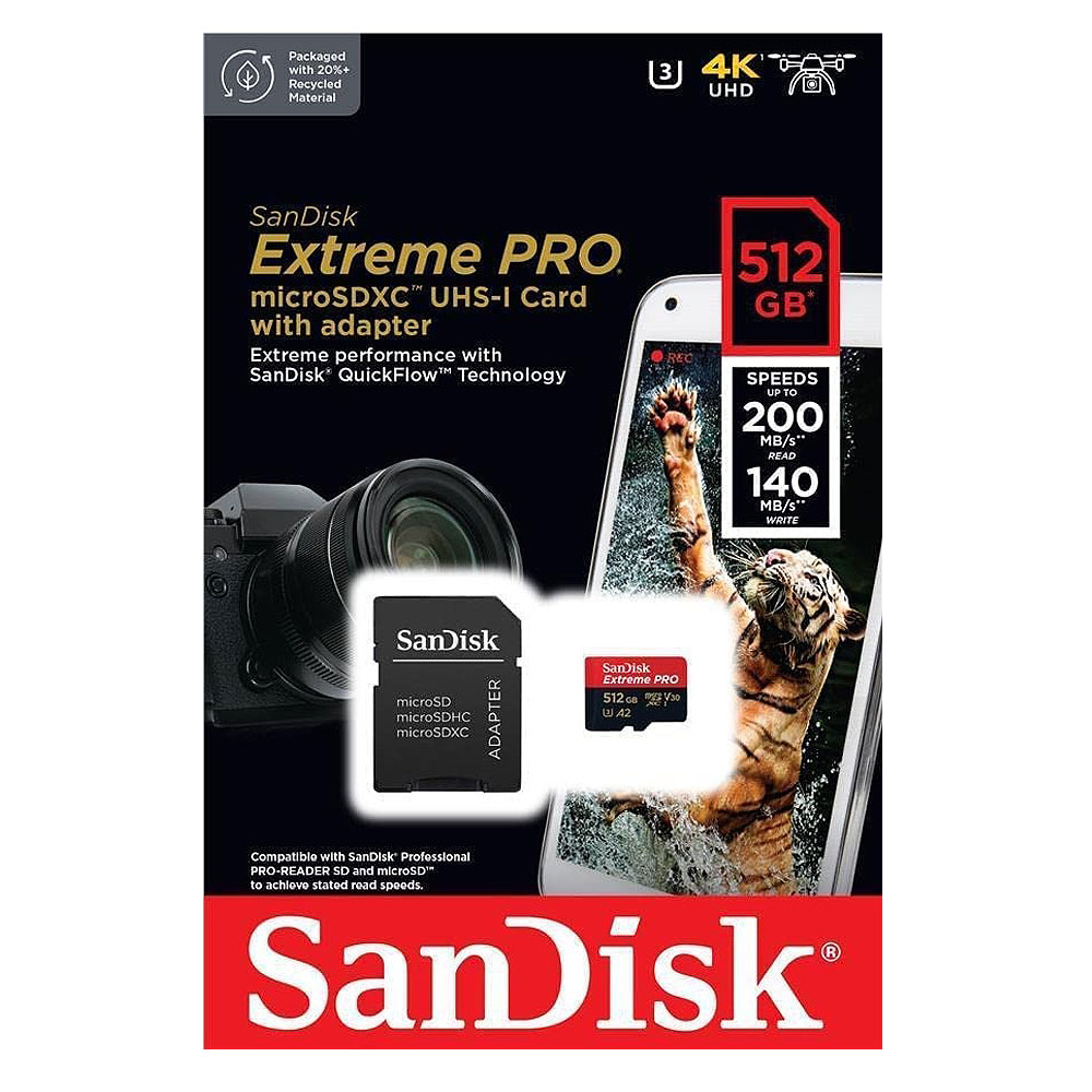 SanDisk Extreme PRO microSDXC 200MB/s UHSI U3 V30 with adapter
