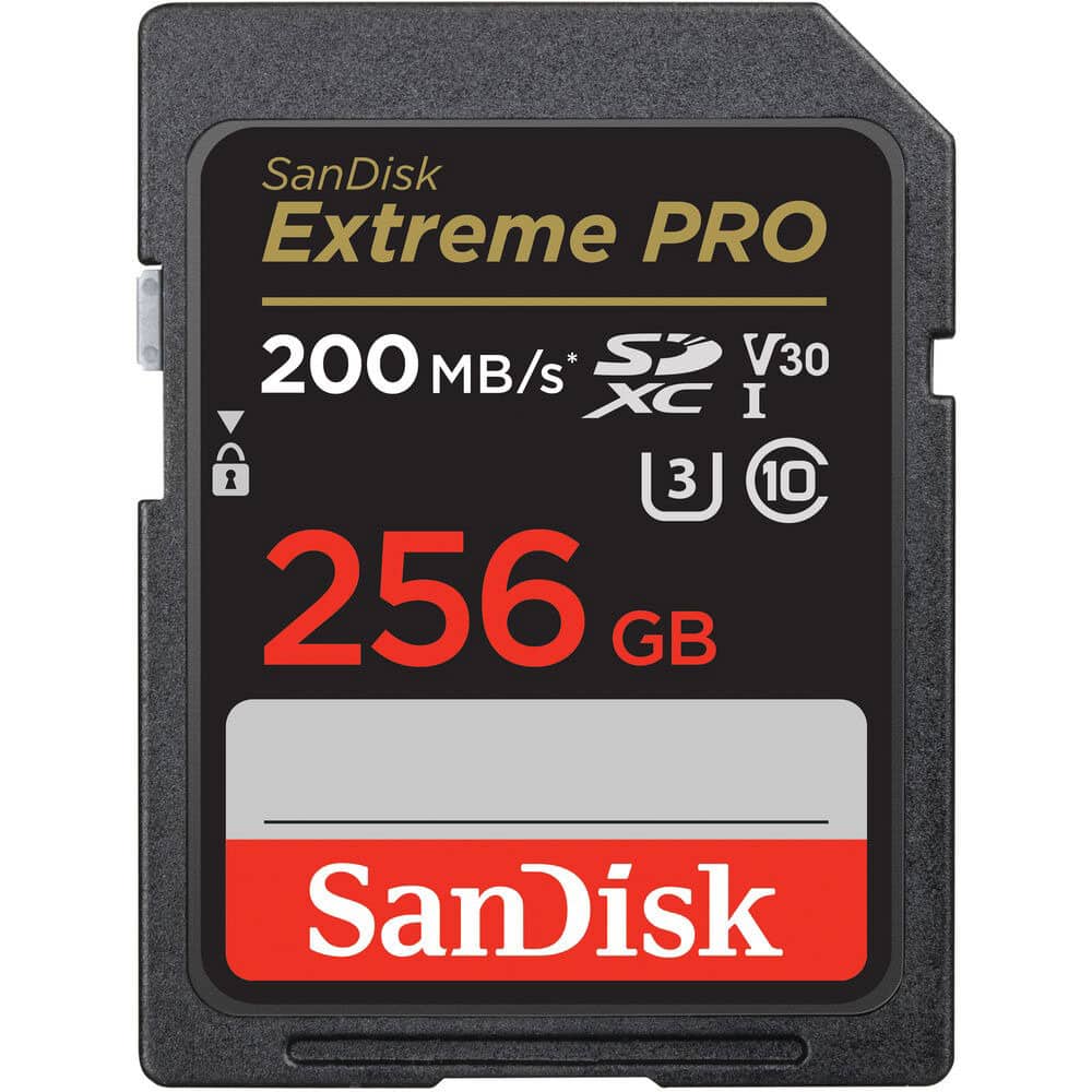 SanDisk Extreme PRO SDXC card 200MBs UHSI U3 V30 256GB