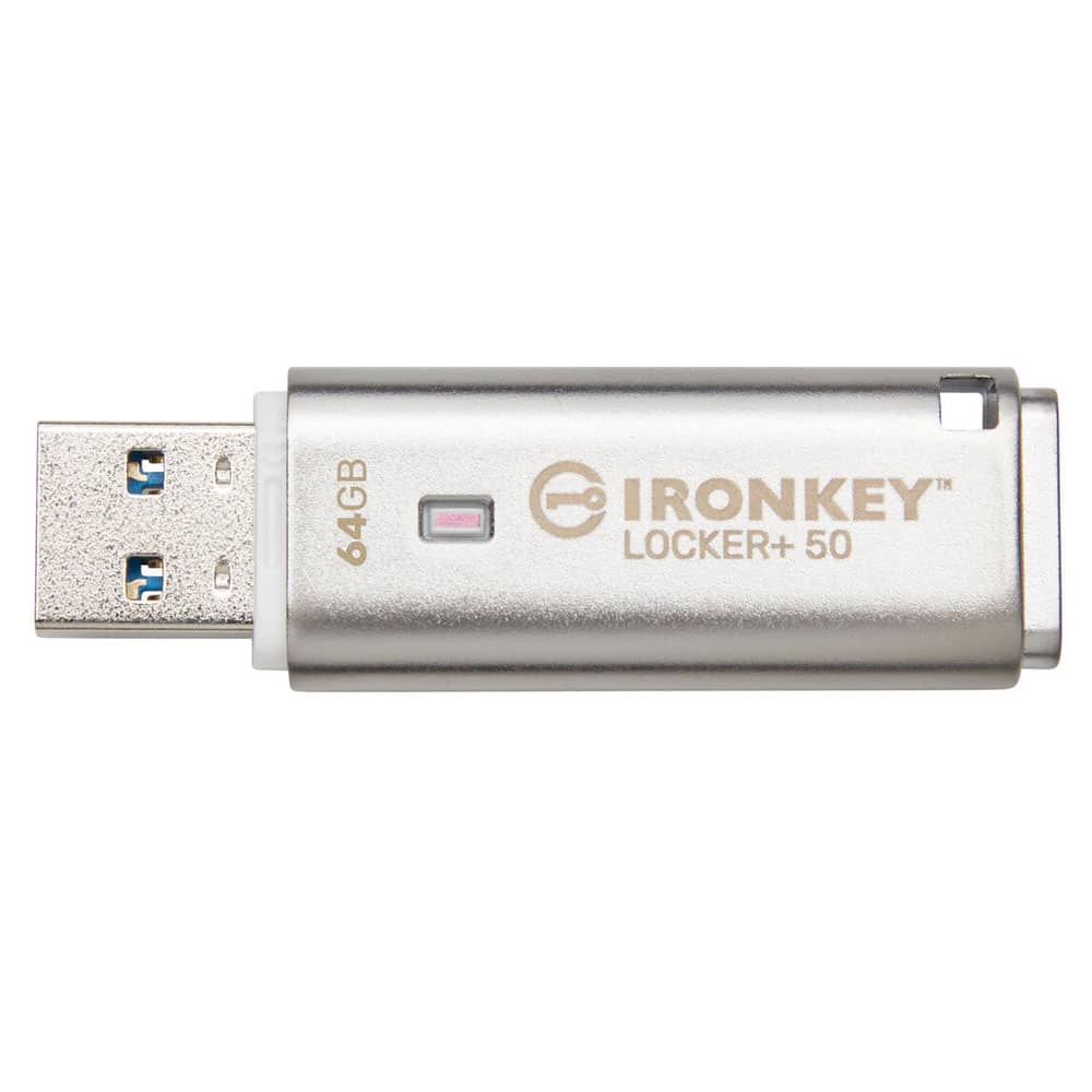 Kingston IronKey Locker+ 50 USB Flash Drive Encrypted 64GB