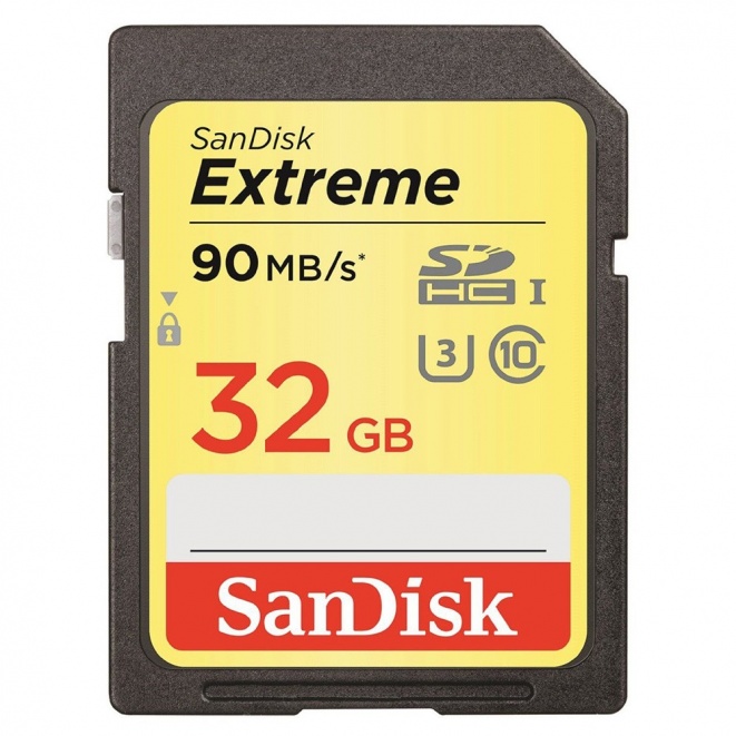 SanDisk Extreme SDHC UHSI U3 90MB Sec Class 10 32GB