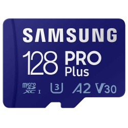 Samsung PRO PLUS microSD card 180MBs U3, V30, A2, with adapter 128GB