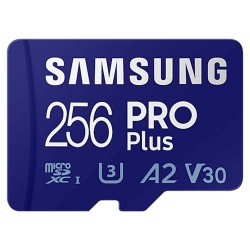 Samsung PRO PLUS microSD card 180MBs U3, V30, A2, with adapter 256GB