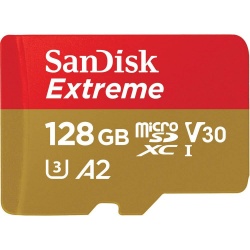 SanDisk Extreme microSDXC 190MBs UHSI U3 V30 with Adapter 128GB