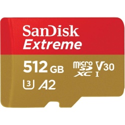 SanDisk Extreme microSDXC 190MBs UHSI U3 V30 with Adapter 512GB