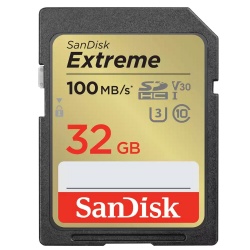 SanDisk Extreme SDHC card 100MBs UHSI U3 V30 32GB