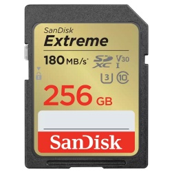 SanDisk Extreme SDXC card 180MBs UHSI U3 V30 256GB